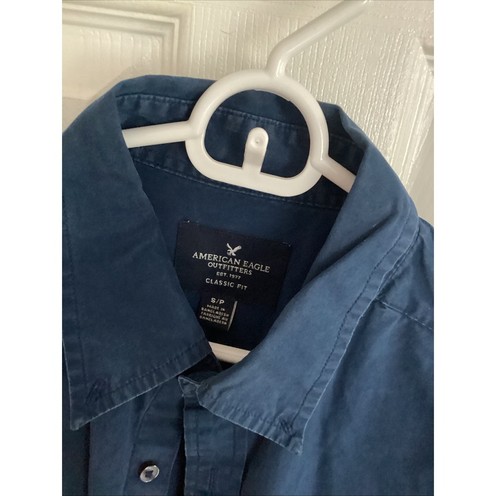 AMERICAN EAGLE BLUE DRESS SHIRT MENS CLASSIC FIT SMALL PETITE PREOWNED - Picture 8 of 9